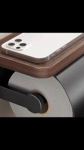 Worthbuy Solid Wood Tissue Paper Roll Holder Pemegang Tisu Tandas Wall Mount Toilet Paper Storage Rack Tissue Dispenser