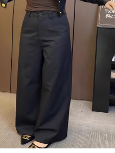 American Style High Waist Casual Suit Pants 2025 Autumn New Retro Slimming Loose Wide Leg Pants Versatile Meat Concealing