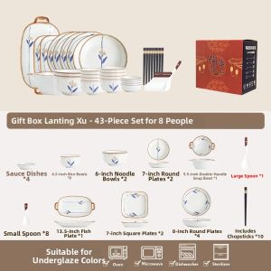 JINJIE | Underglaze Color Ceramic Japanese Style Elegant Dinnerware Set
