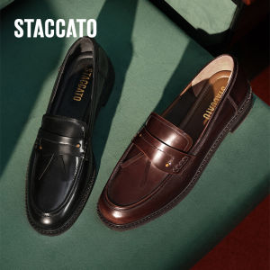 <Grid>Staccato Womens Loafers Slip On Flat Shoes รองเท้าคัทชู รองเท้าส้นตึก EYN01