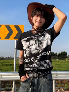 เสื้อยืดแขนสั้นพิมพ์ลายบุคคลฤดูร้อน สไตล์ย้อนยุค เสื้อเชิ้ตทรงหลวม ผ้าฝ้าย ปกติ สำหรับเยาวชน วัยรุ่น เสื้อเชิ้ตสไตล์วิทยาศาสตร์สุดเก๋