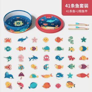 Magnetic Fishing Toy for Kids Toddler Boys Girls Wooden Educational Plaything Brain Teaser Non-Electric Wooden Toy for Ages 1-6