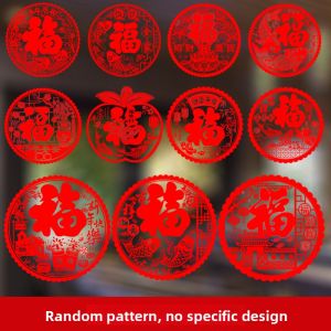 2026 Year of the Horse New Design Static Electricity Glass Window Decals Chinese Character Fu Paper Cutting Stickers Decorations