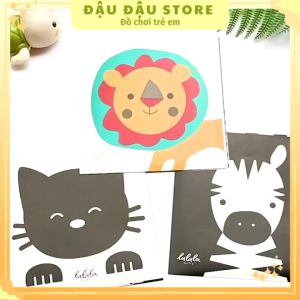 Thẻ kích thích thị giác cho trẻ sơ sinh dán tường đen trắng Lalala Baby giúp bé phát triển trí thông minh