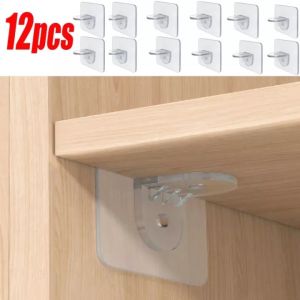 Polocat 12pcs Self Adhesive Layers Bracket For Shelf Hook Wardrobe Cabinet Wall Shelf Peg Bracket
