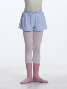 daydance | Girls Ballet Shorts High Waisted Dance Shorts with Liner Kids Front Pleated Three Pants Stretchy Nylon Dance Shorts