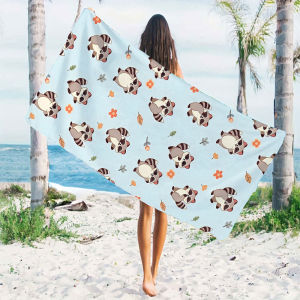 BILIBILI | cute raccoon floral Beach Towels Ultra Lightweight Quick Drying Super Absorbent Summer Essential Fast-Drying Towel for Beach