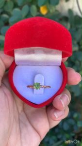 แหวนพลอยเพอริดอทแท้(Peridot)เงินแท้ 92.5% ชุบ Pink Gold ไซส์นิ้ว 53 หรือ 6.5 US  สินค้าส่งในกล่องเครื่องประดับ พร้อมใบรับประกัน