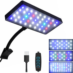 USB Aquarium LED Light Full Spectrum Aquatic Plant Grow Lamp Fish Tank Adjustable Brightness Dimmable 360° Rotatable Light 8W