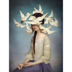 Jigsaw Puzzle 500 1000 1200 2000pcs Girl With White Pigeon Minimalist Scandinavian Art For Adult Stress Relief Puzzle Fun Presen