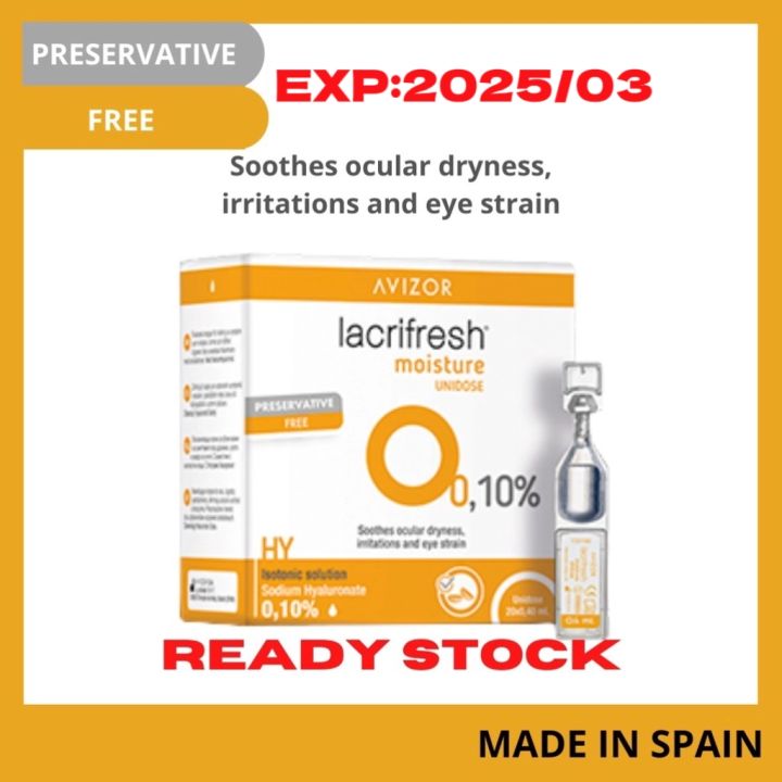 Avizor Lacrifresh Moisture 0.10 Unidose Eye drops (20 vials/Box) Lazada