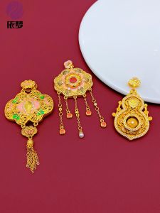 Antique Blue Enamel Flower Silk Hollow Pendant Gourd Shape DIY Accessories Fashion Jewelry Alloy Plated Silver Gold