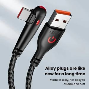 NNBILI 90 Độ Khuỷu Tay Cáp USB Loại C 120W Sạc Nhanh Cho Huawei Không Dành Cho Xiaomi Samsung Cáp Điện Thoại Bện Tốc Độ Cao