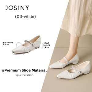 Josiny | French One-Strap Low-Heel Square Toe Single Shoes