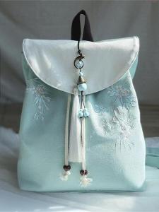 Elegant Embroidered Ethnic Style Womens Backpack Large Capacity Travel Bag Student Bookbag Dual Shoulder Crossbody Handbag