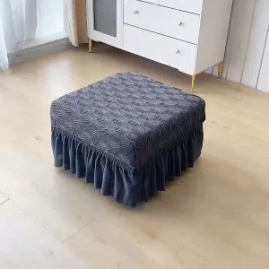 ice silk fabric Footstool Cover Ottoman Cover Square Footstool Protector Stretch Fabric Sofa Stool 9 colors