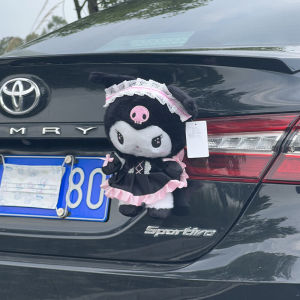 Cute Carriage Doll Car Rear Trunk Hanging Ornament Detachable Kawaii Hairband Three Lucky Cat Decorations Auto Accessories