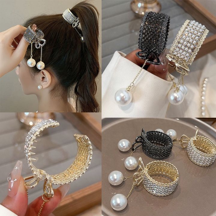 High Ponytail Pearl Tassel Hair Clip Bud Grab Clip Fixed Ponytail