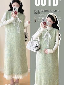 Bộ Áo Cardigan Dài Tay Cho Phụ Nữ Mang Thai với Chi Tiết Ren và Nơ