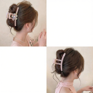 MENGWU | Elegant Pink Acrylic Hair Clip Large