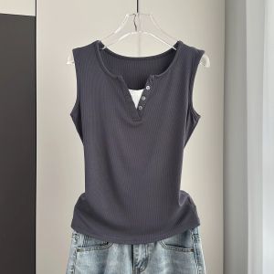 QIAOCHENXIAN | Cotton Two-in-one Design Tank Top for Large Sizes