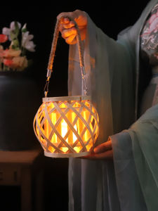 Đèn Lồng Thủ Công Treo Cổ Điển Cầm Tay Bằng Tre Và Gỗ Cho Chụp Ảnh Đèn LED Sáng