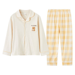 Pure Cotton Childrens Sleepwear Long Sleeve Spring Autumn Home Clothes Set for Girls Class a Fabric Antibacterial Comfortable