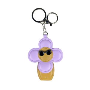 พวงกุญแจหนัง PU มีสไตล์แฮนด์เมด - ดีไซน์สาวดอกไม้นุ่มสบาย แว่นกันแดดอินเทรนด์ และบรรยากาศชายหาด