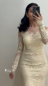 Padded Nude Lace Formal Dress for Women - Ideal for Civil Wedding Parties Graduation & Other Formal Events