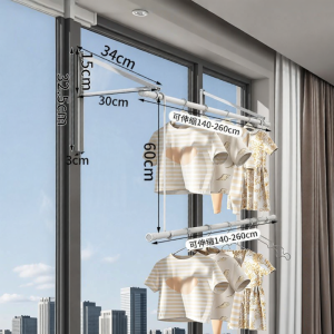Invisible Folding Clothes Drying Rack Balcony Window Side Indoor Small Apartment Window Quilt Drying Rod Bay Window Clothes Drying Tool