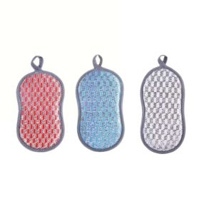 ฟองน้ำทำความสะอาดครัว ฟองน้ำขัดสองด้าน สำหรับล้างจาน แผ่นขัดทำความสะอาด ผ้าเช็ดจาน อุปกรณ์ทำความสะอาดครัว