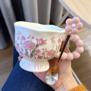 LUXIAOSHI | Birthday Gift Cute Ceramic Mug with Spoon
