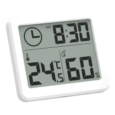 Digital Desk Wall Clock with Temperature Humidity Large Display Battery Operated Clock for Home Kitchen Office Desk Decorations