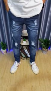 BAYAR DI TEMPAT celana jeans pensil panjang sobek keren / celana jeans pensil pria sobek lutut / jeans denim motif sobek / skinny sobek lutut