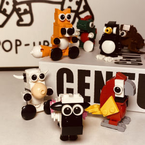 ในประเทศ Bros บล็อกอาคารบล็อกสัตว์ประกอบของเล่นเพนกวินวัวแกะชายเด็กของขวัญพลาสติกชุด