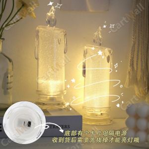 Crystal Candle Light Transparent Shell Desk Electronic Night Lamp Party Holiday Home Decor