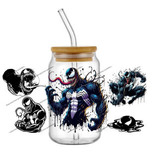 สติกเกอร์ Venom ยอดนิยม ขนาด 16 ออนซ์ ลาย UV DTF ร้อนแรง 20 แบบ ลายการ์ตูนซูเปอร์ฮีโร่ แฟชั่น สำหรับติดแก้ว กระป๋อง แก้วกาแฟ ของขวัญวันเกิด