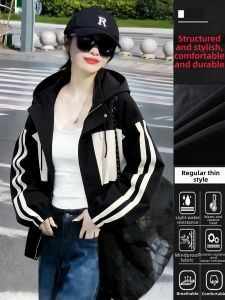 Lightweight Hooded Bomber Jacket For Petite Women Spring New Arrival