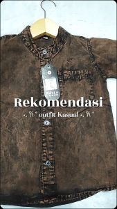 Kemeja Jeans Anak Laki-Laki & Koko Kurta Baju Hem Fano Denim Kemko Umur 1-13 Tahun Warna Mocha