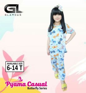 Piyama Anak Perempuan Glamoas Baju Tidur Setelan Rayon Anak Pajamas