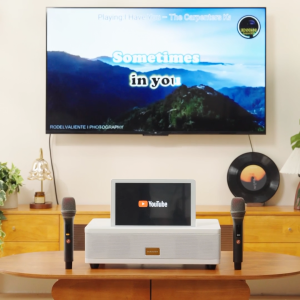 inandon M6 All-in-One Home Karaoke Set - 12.2" Touchscreen Jukebox KTV System with 800W Speaker UHF Mics Bluetooth 650K Online Songs & Plug & Play Family KTV Machine System