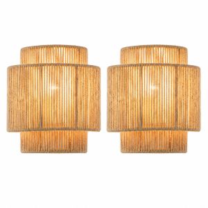 JOYINLED Boho Style Sconce Rustic Hallway E27 Light Fixture Hemp Rope Woven Wall Lighting Fixture for Living Room Bedroom Office