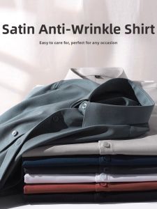 UBV | Wrinkle-resistant Business Casual Mens Long Sleeve Shirt Warm-lined