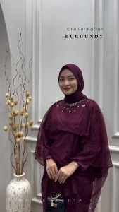 Kaftan Payet Rok Lilit Outer Brokat Baju Kondangan Kekinian Lace Baju Lebaran Wisuda