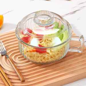 ciiemen | Heat-Resistant Anti-scald Transparent Soup Bowl with Lid and Handle