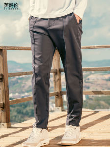 กางเกงขายาวทรงตรงชาย Enjeolon ทรงหลวม สไตล์ลำลอง ฤดูใบไม้ร่วง/ฤดูหนาว กางเกงขายาวทรงตรงสีพื้น กางเกงขายาวผู้ชาย