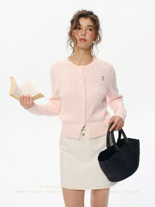 SHEITAOZI | Floral Embroidery Cotton Linen Knit Sweater Cardigan