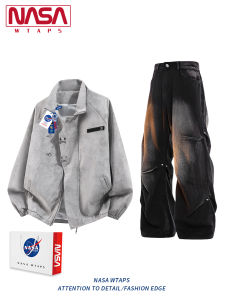NASA WTAPS | Tie-dye Leather Jacket Set Street Fashion Vintage 2 Pieces