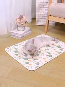 Pet Summer Cooling Latex Pad Cute Cartoon Pattern Cat Dog Sleeping Mat Kennel Ice Silk Cool Mats Floor Sofa Blanket Pet Supplies