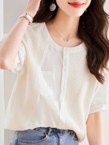 Spring New Fashion French Elegant Casual Short Sleeve Blouse
